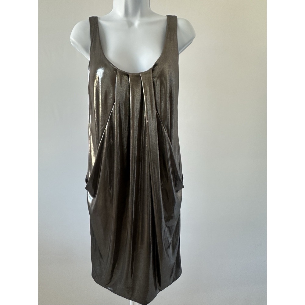 Diane von Furstenberg Gun Metal "Lesley" Lame Dress, Sz: 4 Sexy Disco Club